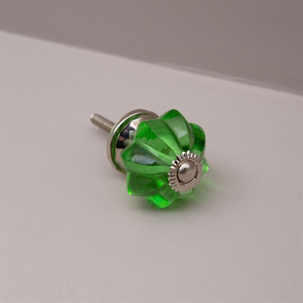 Green glass melon knob Small